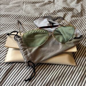 Gold & Tortoiseshell Aviator Sunglasses with tinted yellow green Lenses